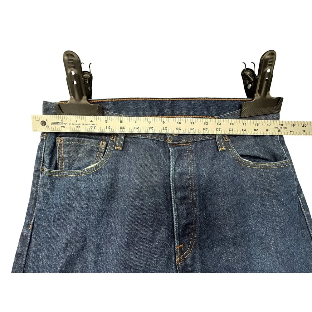 Levi's 501 Original Fit Jeans Mens 36x30 Dark Wash Excellent Button Fly Denim - Picture 3 of 6